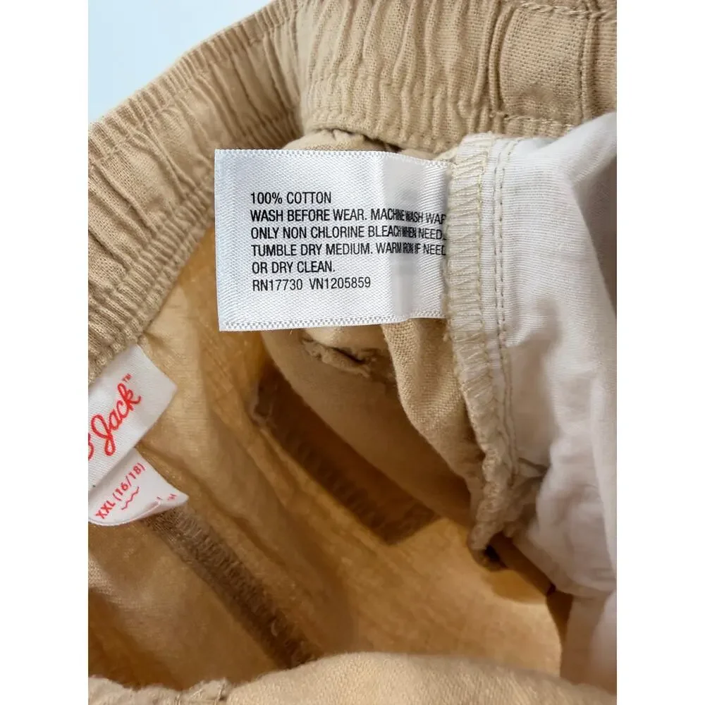 Cat & Jack Boys XXL 16/18 Tan Khaki Pull-On Shorts Cotton Drawstring